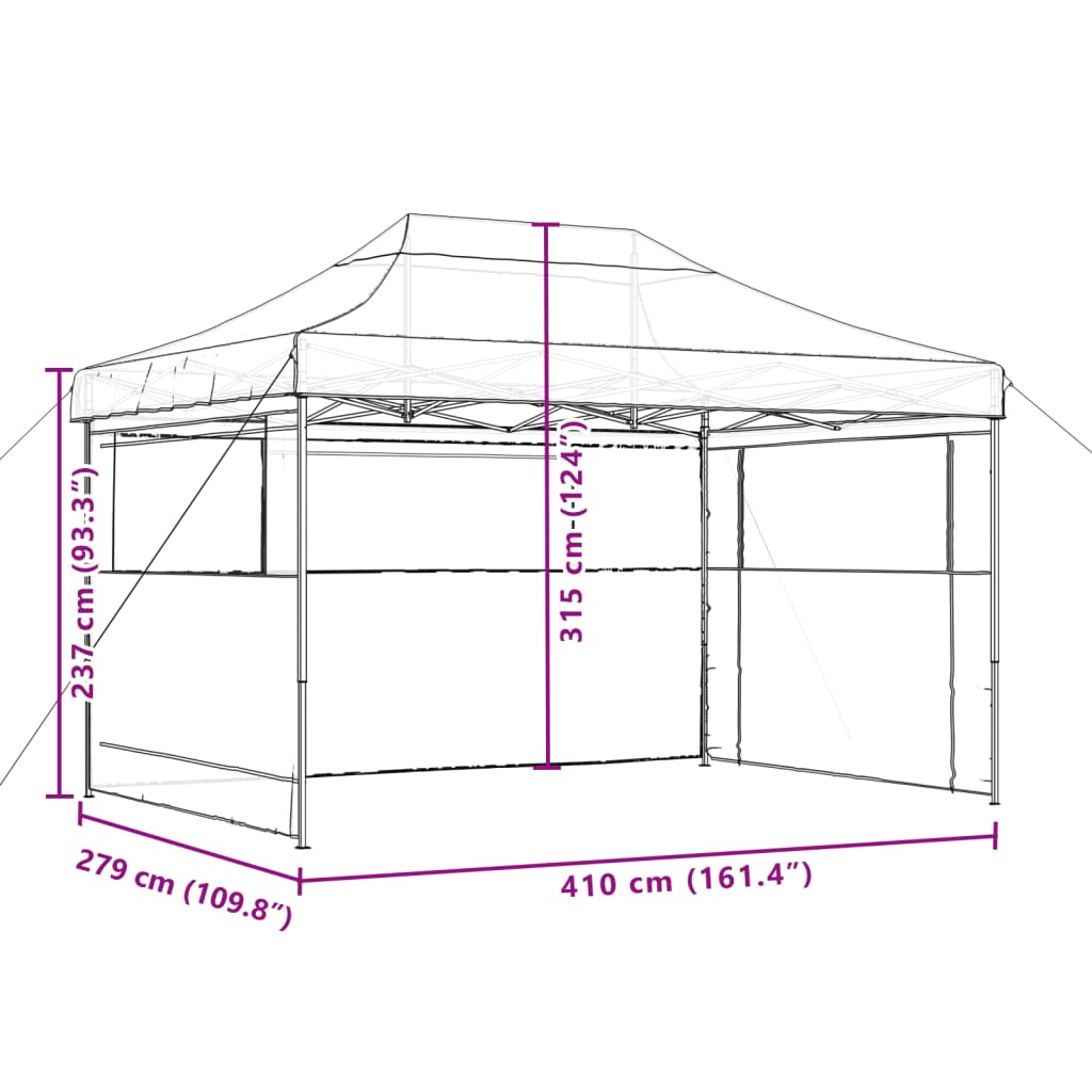 vidaXL Foldable Party Tent Pop-Up with 3 Sidewalls Orange