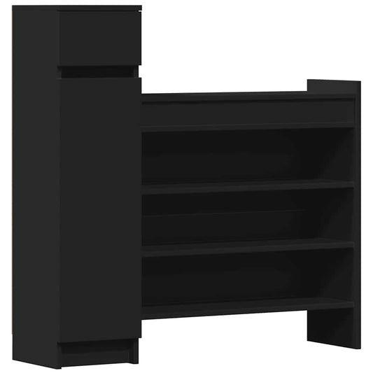 vidaXL Shoe Cabinet Black 100,5x28x100 cm Engineered Wood