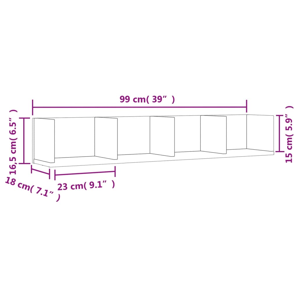 vidaXL Wall Cabinets 2 pcs Grey Sonoma 99x18x16,5 cm Engineered Wood