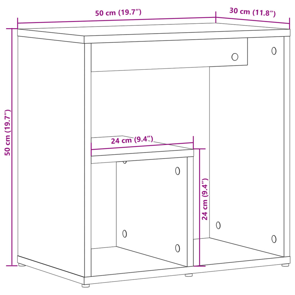 vidaXL Side Tables 2 pcs Black 50x30x50 cm Engineered Wood