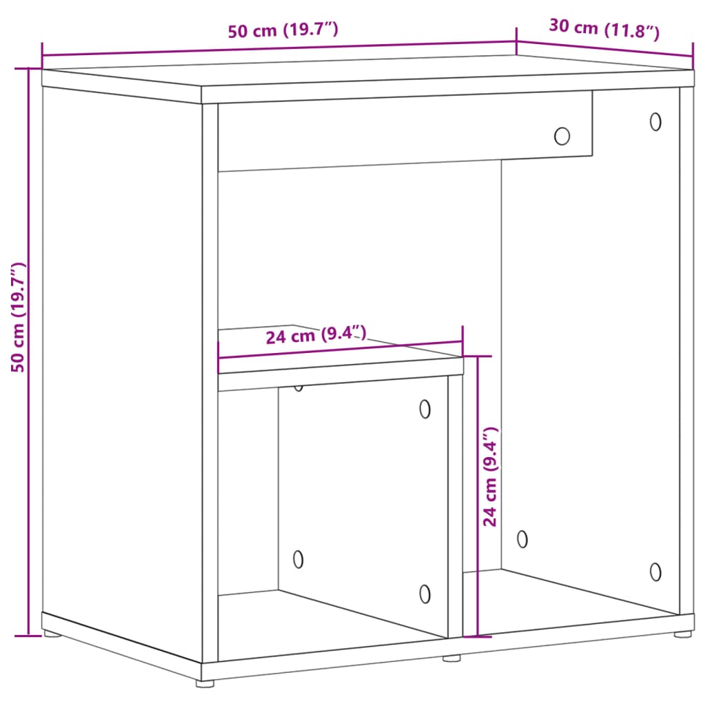 vidaXL Side Tables 2 pcs Sonoma Oak 50x30x50 cm Engineered Wood
