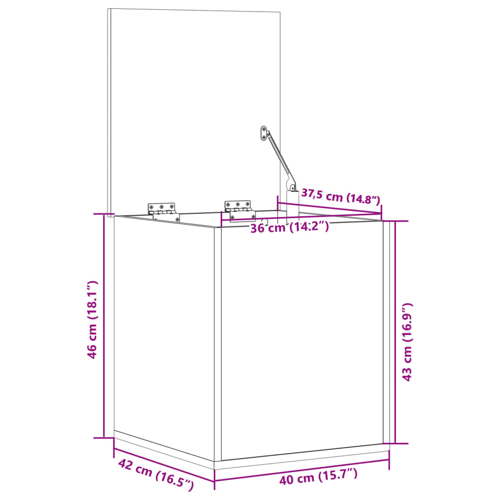 vidaXL Storage Box Grey Sonoma 40x42x46 cm Engineered Wood