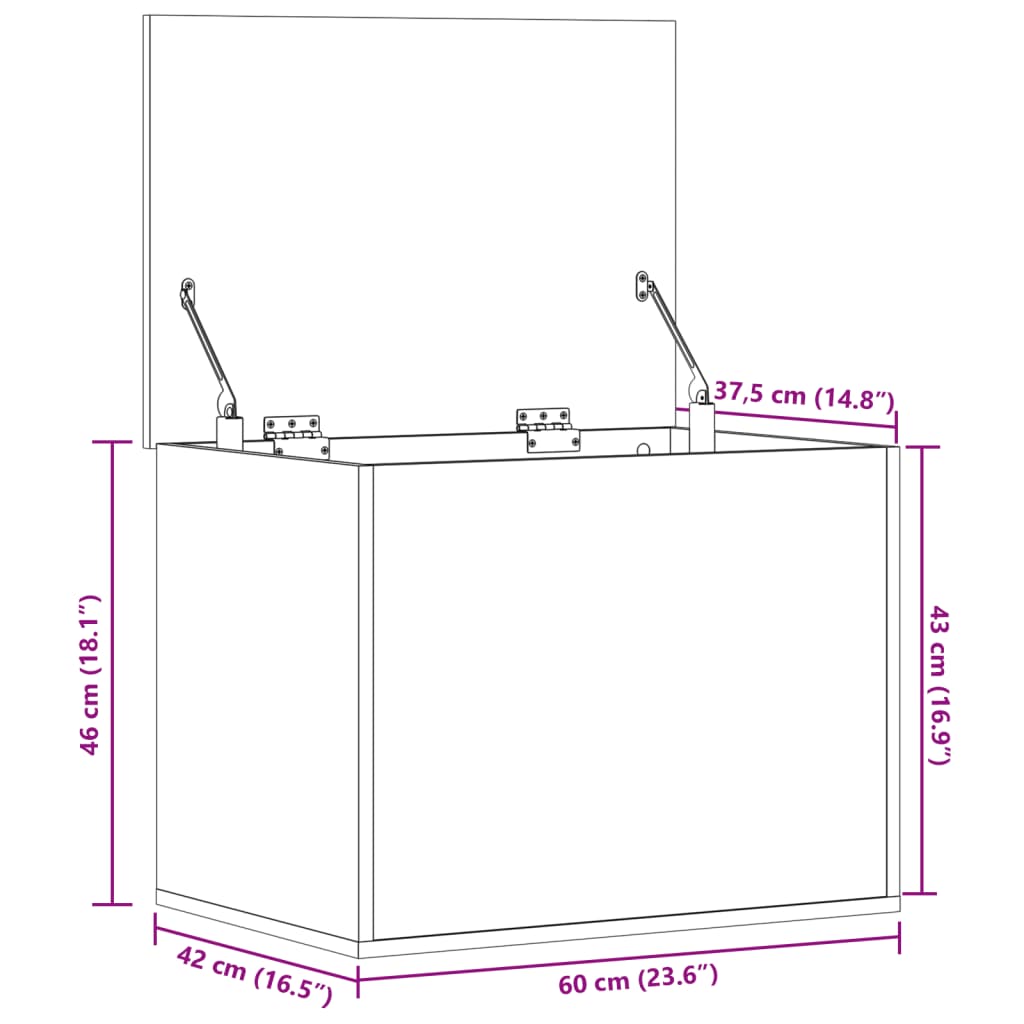 vidaXL Storage Box Concrete Grey 60x42x46 cm Engineered Wood