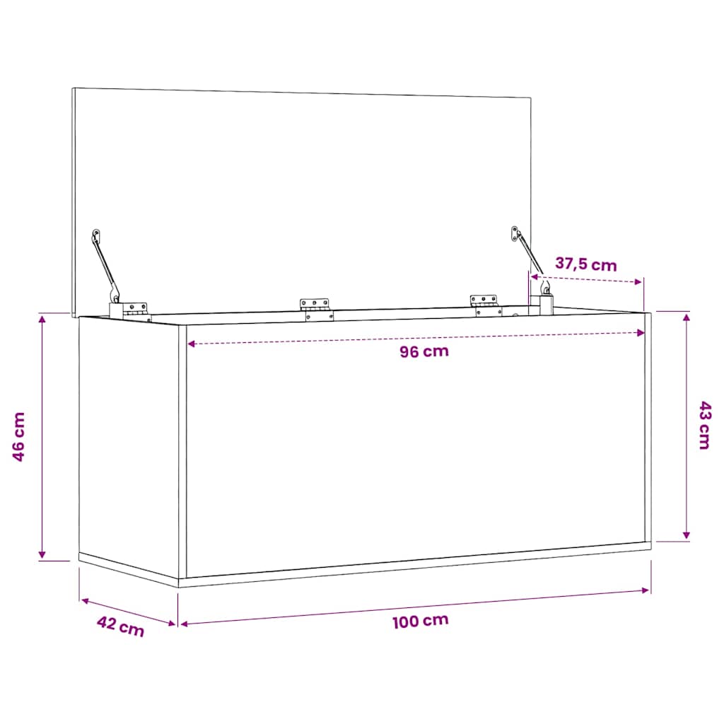 vidaXL Storage Box White 100x42x46 cm Engineered Wood