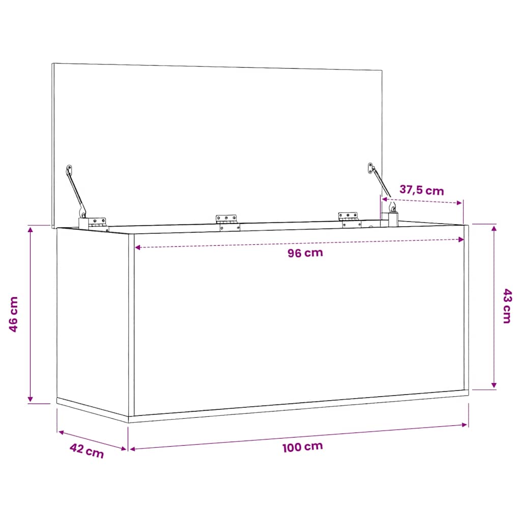 vidaXL Storage Box Sonoma Oak 100x42x46 cm Engineered Wood