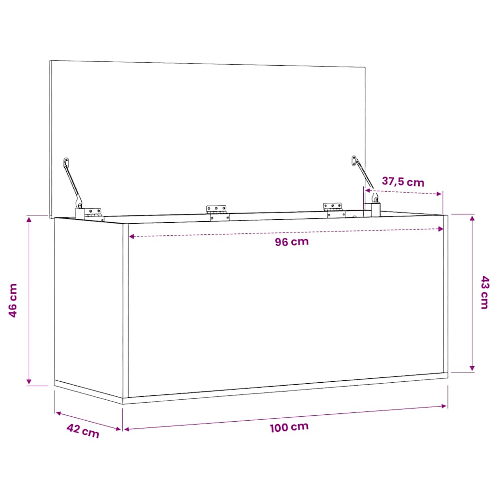 vidaXL Storage Box Grey Sonoma 100x42x46 cm Engineered Wood