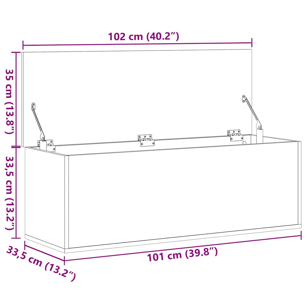 vidaXL Storage Box White 102x35x35 cm Engineered Wood