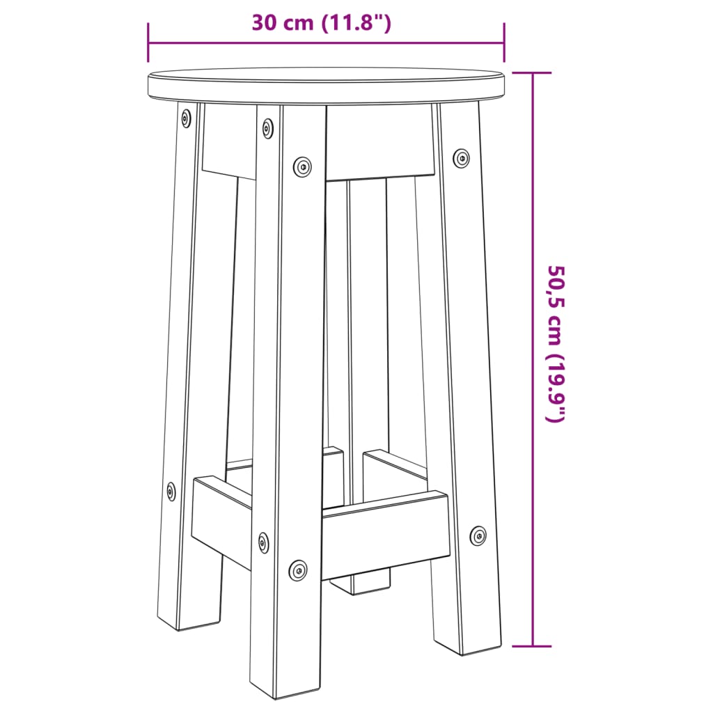 vidaXL Bar Stools 2 pcs White Solid Wood Pine