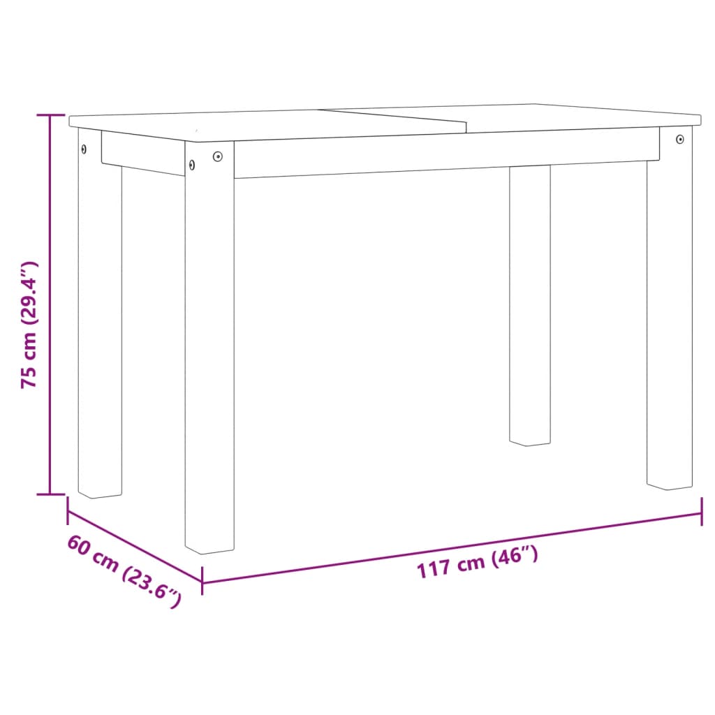 vidaXL Dining Table "PANAMA" Grey 112x60x75 cm Solid Wood Pine