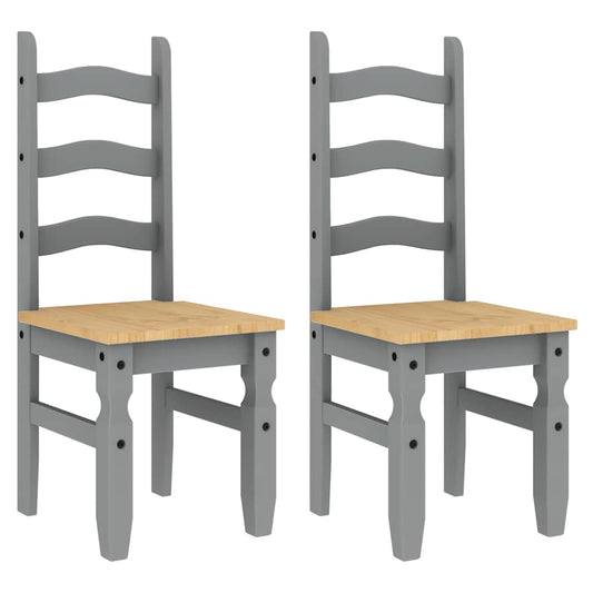 vidaXL Dining Chairs 2 pcs "Corona" Grey 42x47x107 cm Solid Wood Pine