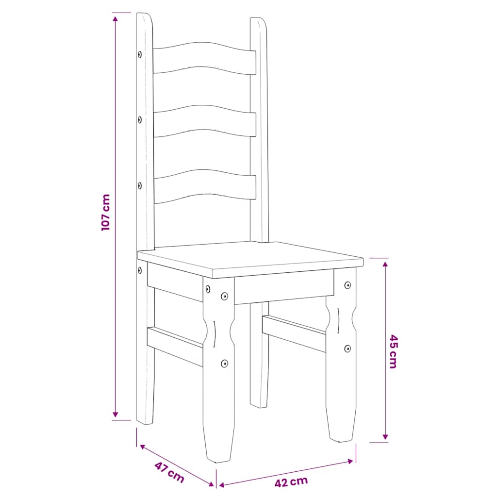 vidaXL Dining Chairs 2 pcs "Corona" Grey 42x47x107 cm Solid Wood Pine