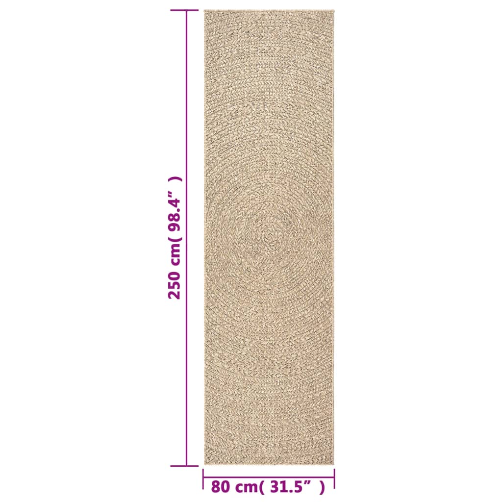 vidaXL Rug ZIZUR 80x250 cm Jute Look Indoor and Outdoor