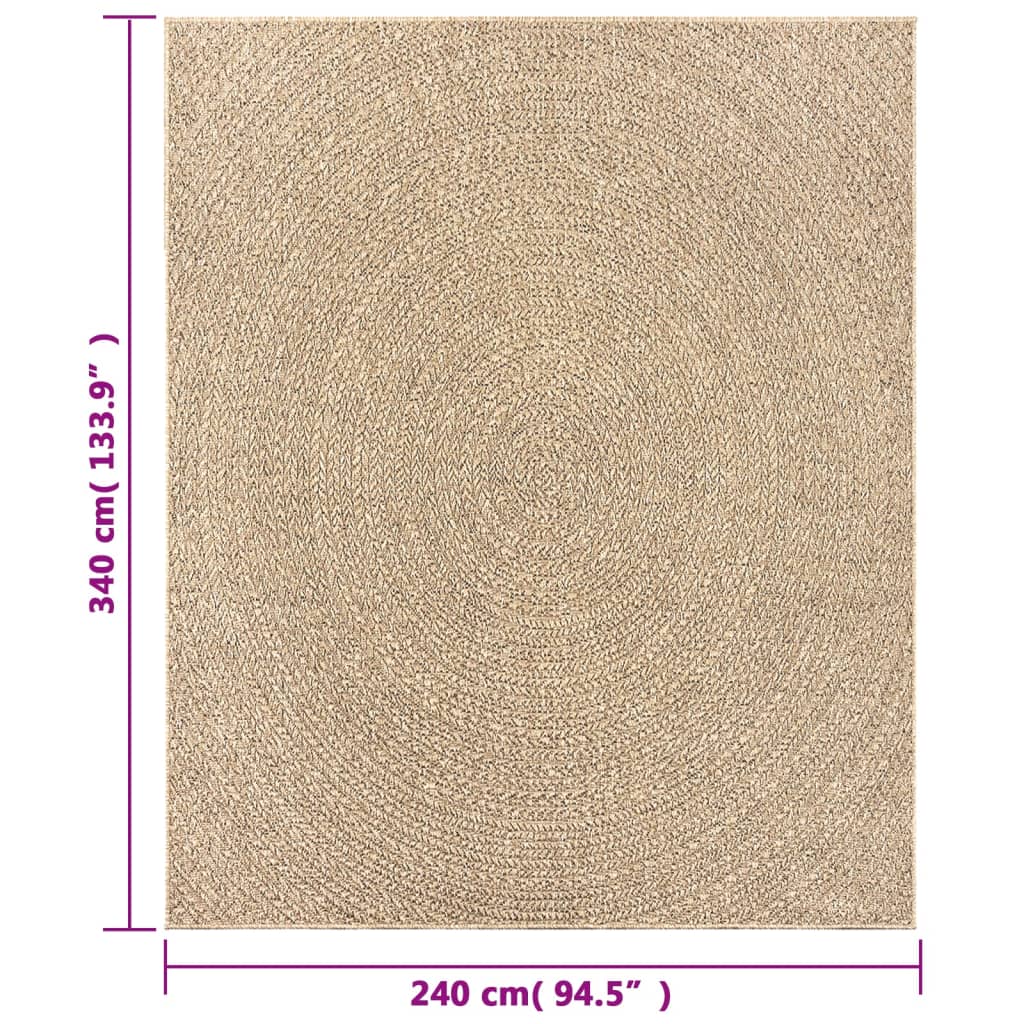 vidaXL Rug ZIZUR 240x340 cm Jute Look Indoor and Outdoor