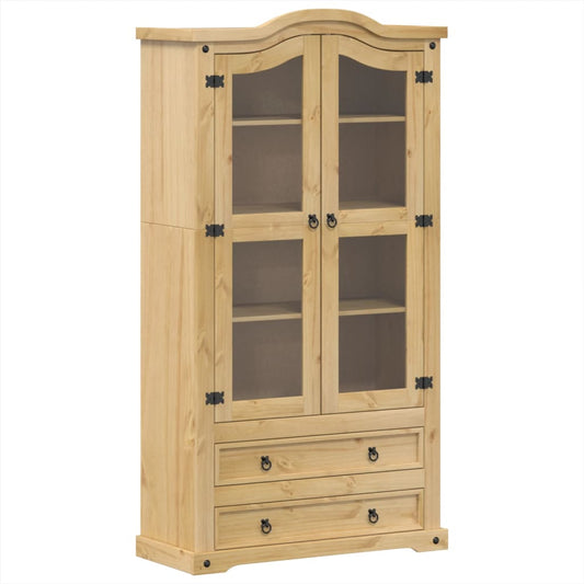vidaXL Glass Display Cabinet "Corona" 99x43x187 cm Solid Wood Pine