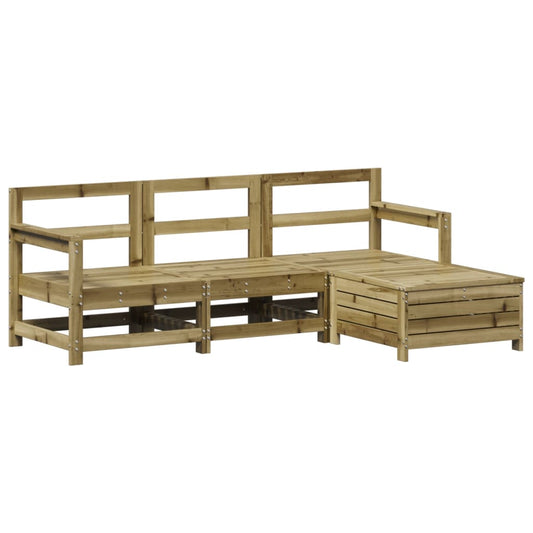 vidaXL Garden Sofa Set | Brown | Vacuum pressure impregnated pinewood | 4 Piece