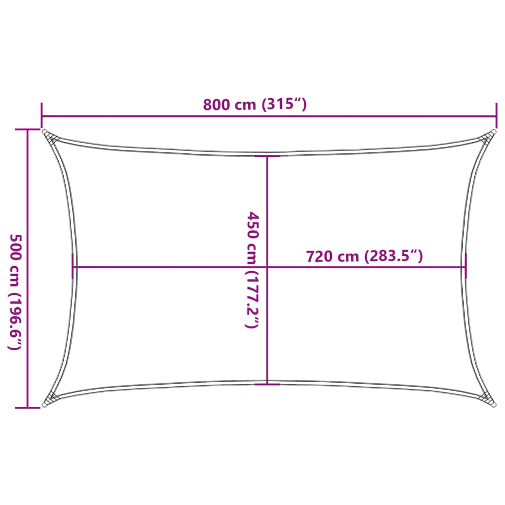 vidaXL Sunshade Sail 160 g/m² Rectangular Light Grey 5x8 m HDPE
