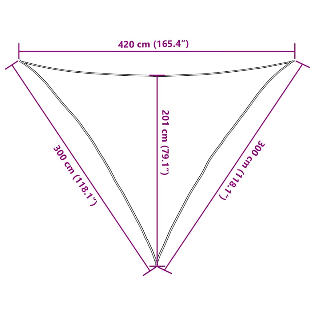vidaXL Sunshade Sail 160 g/m² Triangular Sand 3x3x4.2 m HDPE