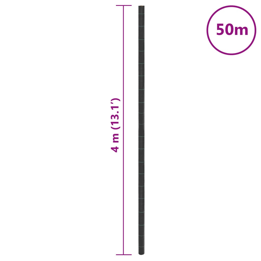 vidaXL Weed Membrane Black 4x50 m PP