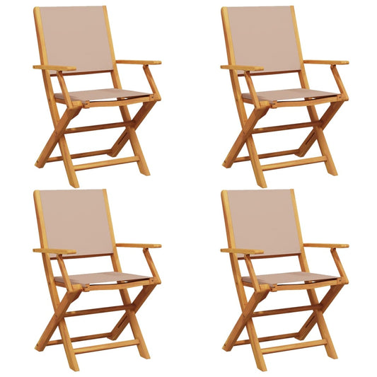 vidaXL Folding Garden Chairs 4 pcs Taupe Fabric and Solid Wood