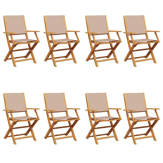 vidaXL Folding Chairs 8 pcs Taupe Fabric and Solid Wood