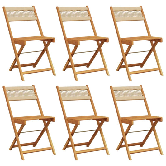 vidaXL Folding Chairs 6 pcs Beige Solid Wood Acacia