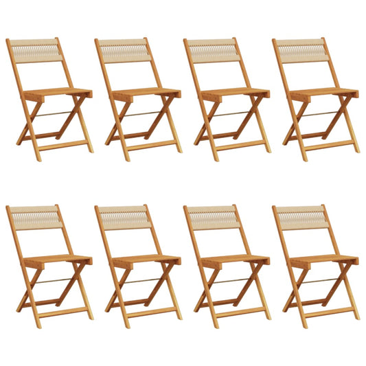 vidaXL Folding Chairs 8 pcs Beige Solid Wood Acacia