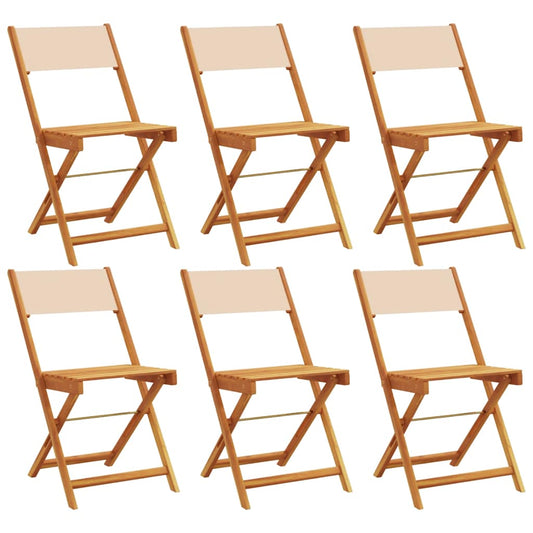 vidaXL Folding Chairs 6 pcs Beige Fabric and Solid Wood