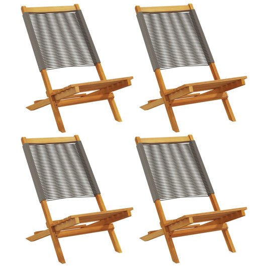 vidaXL Folding Chairs 4 pcs Grey Solid Wood Acacia