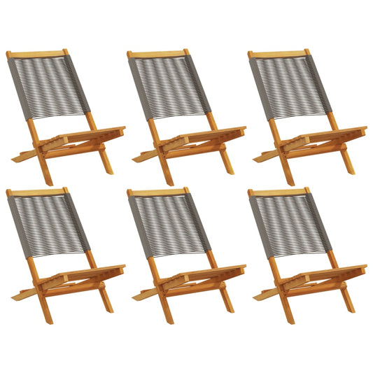 vidaXL Folding Chairs 6 pcs Grey Solid Wood Acacia