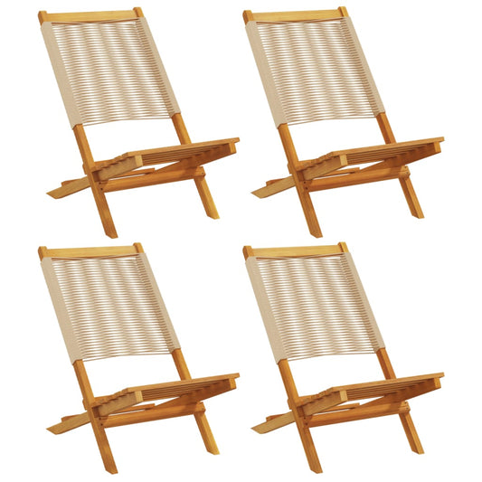 vidaXL Folding Chairs 4 pcs Beige Solid Wood Acacia