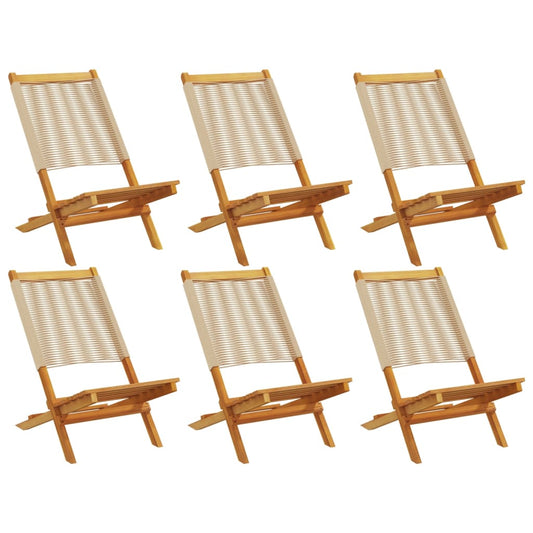 vidaXL Folding Chairs 6 pcs Beige Solid Wood Acacia