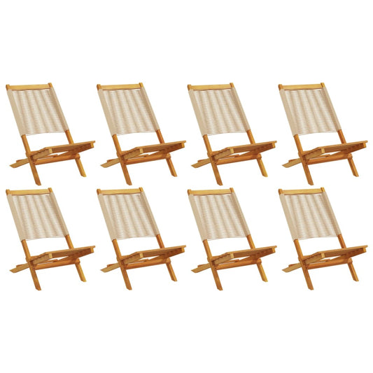 vidaXL Folding Chairs 8 pcs Beige Solid Wood Acacia