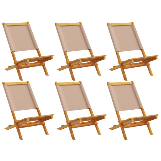 vidaXL Folding Garden Chairs 6 pcs Taupe Fabric and Solid Wood