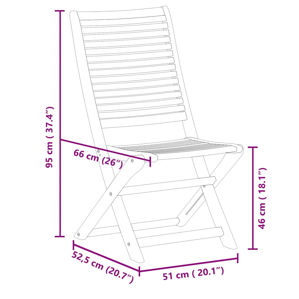 vidaXL Folding Chairs 8 pcs 51x66x95 cm Solid Wood Acacia
