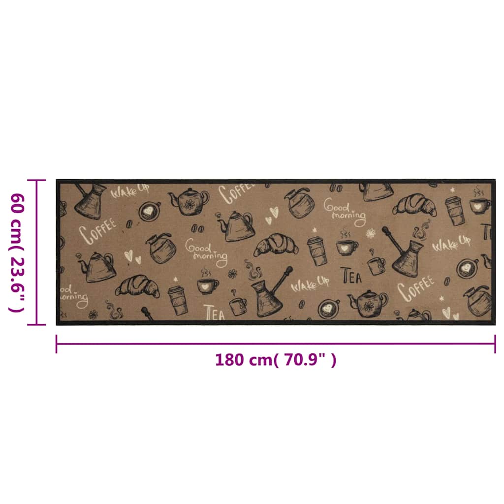 vidaXL Kitchen Rug | Morning Brown | Velvet (100% polyamide) | 60x180 cm