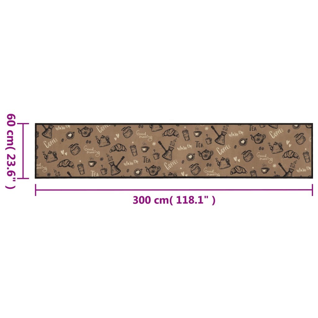 vidaXL Kitchen Rug Washable Morning Brown 60x300 cm Velvet