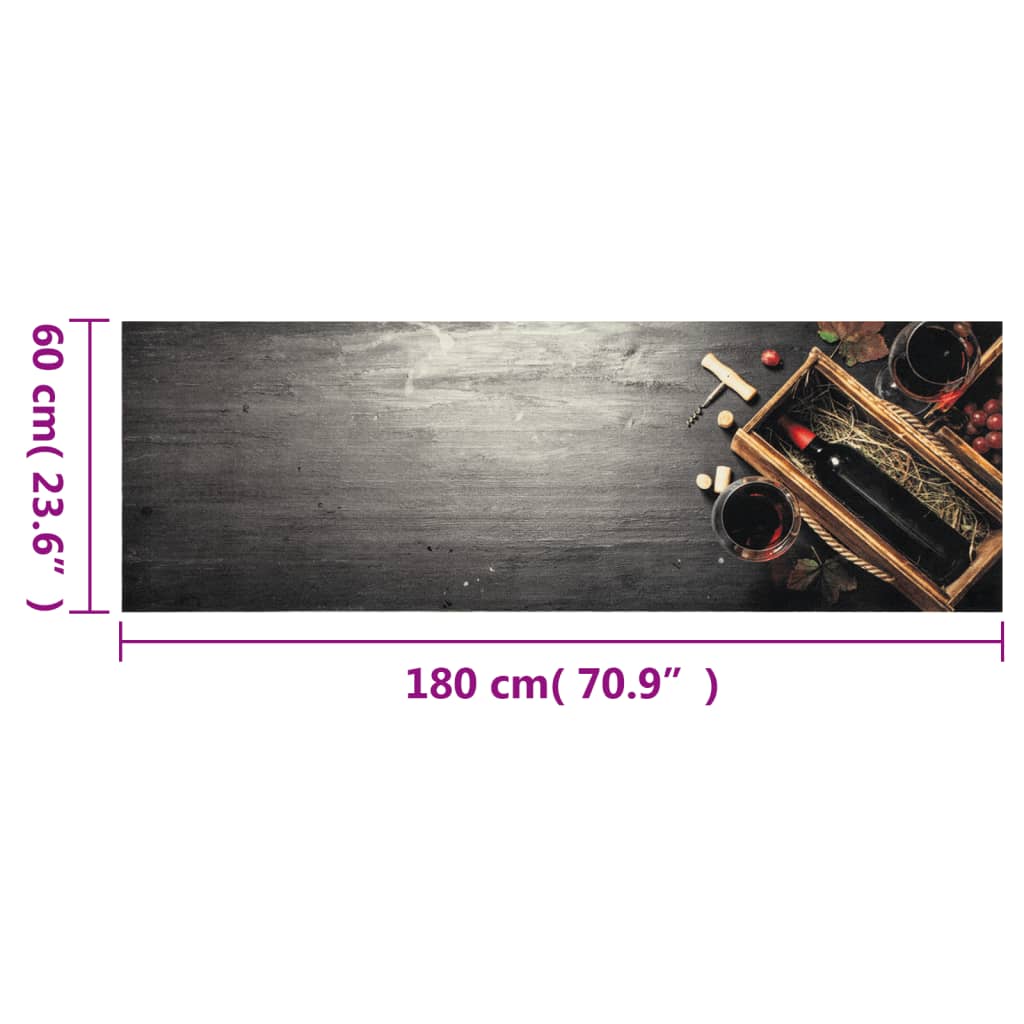 vidaXL Kitchen Rug Washable Wine Bottle 60x180 cm Velvet