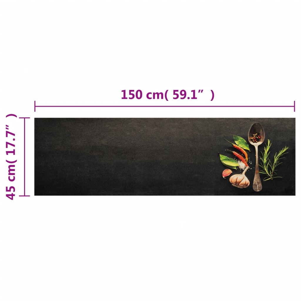 vidaXL Kitchen Rug Washable Spices 45x150 cm Velvet