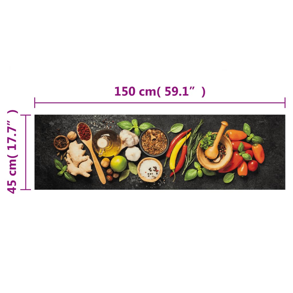 vidaXL Kitchen Rug Washable Spices 45x150 cm Velvet