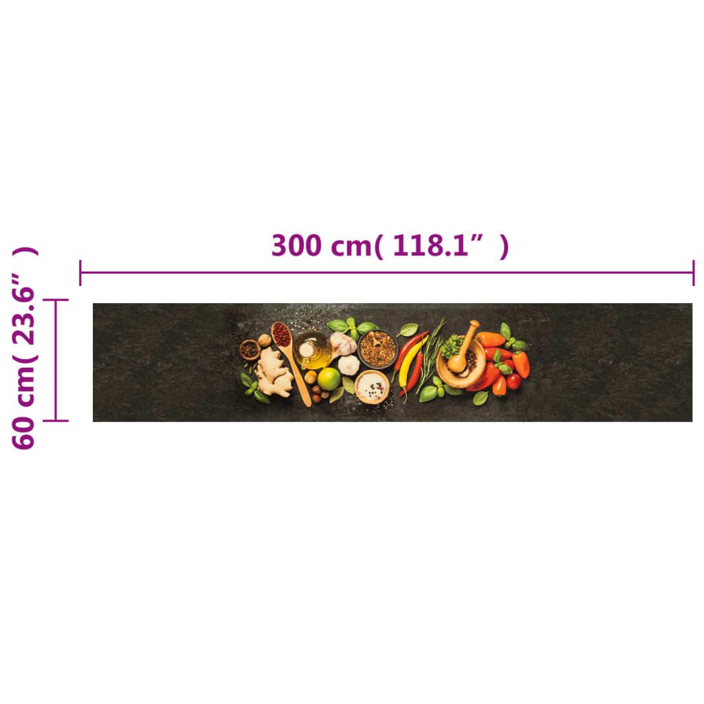 vidaXL Kitchen Rug Washable Spices 60x300 cm Velvet