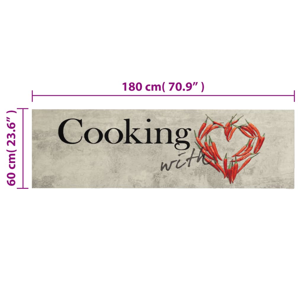 vidaXL Kitchen Rug Washable Peper Cooking 60x180 cm Velvet