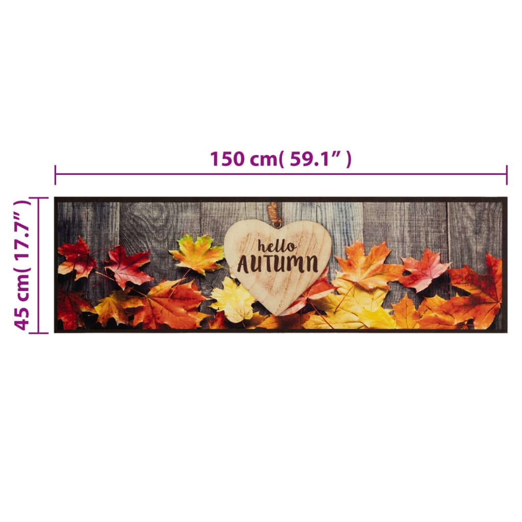vidaXL Kitchen Rug Washable Autumn 45x150 cm Velvet