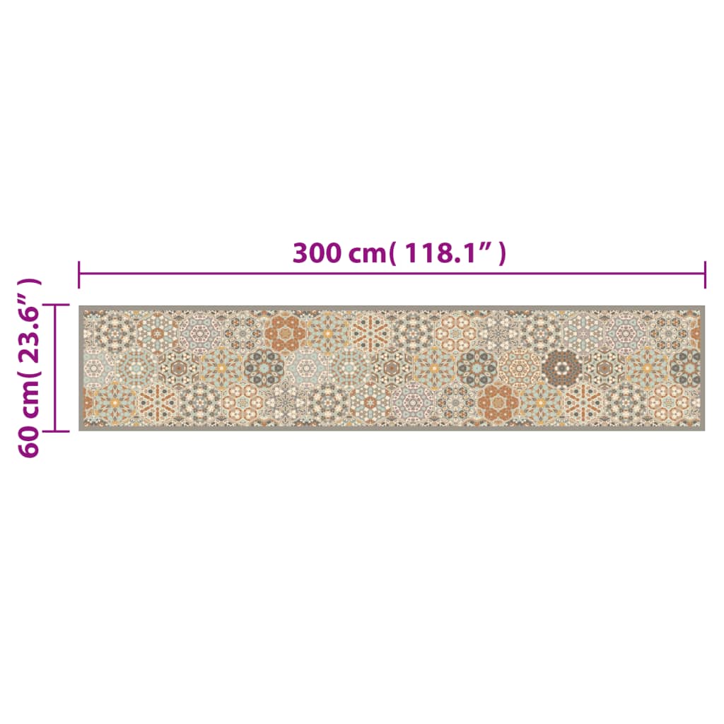 vidaXL Kitchen Rug Washable Hexagon Pastel 60x300 cm Velvet