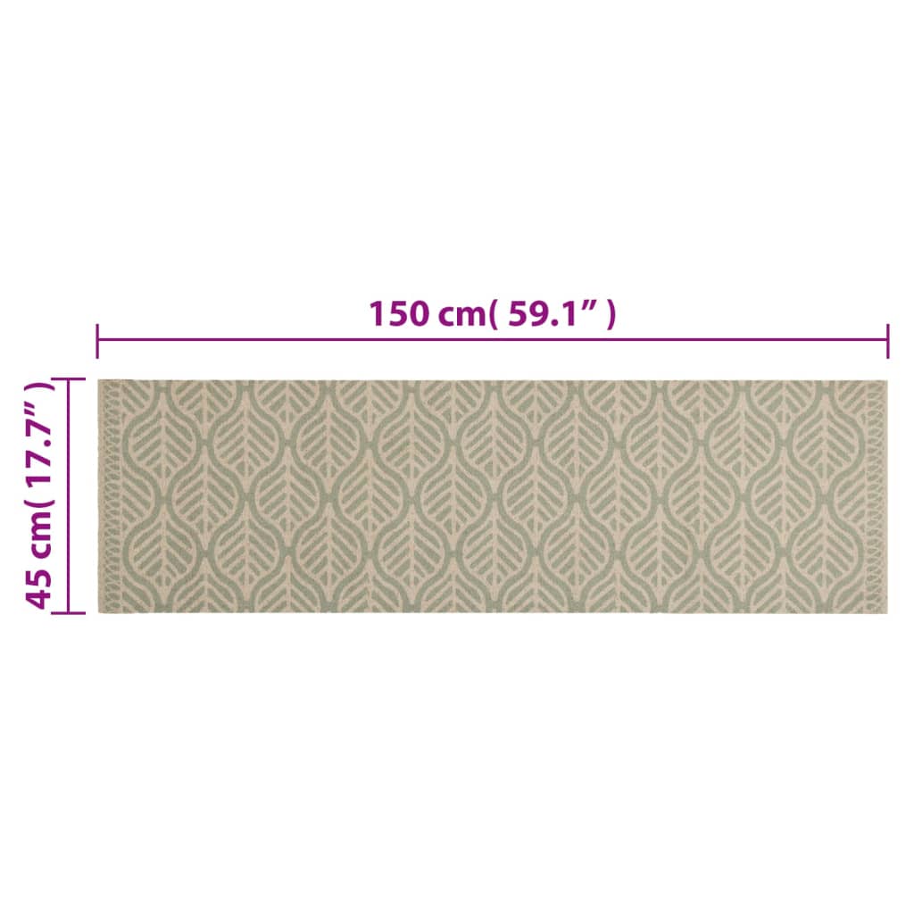 vidaXL Kitchen Rug Washable Leaves 45x150 cm Velvet