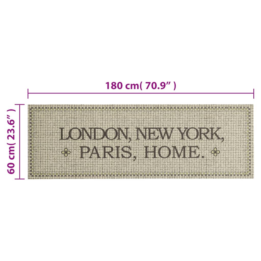 vidaXL Kitchen Rug Washable Capital Home 60x180 cm Velvet