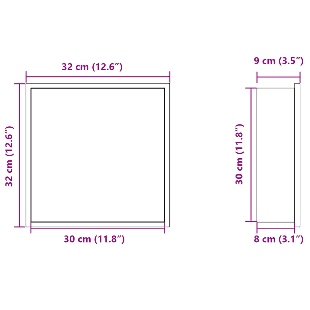 vidaXL Shower Niche Matt White 32x32x9 cm Stainless Steel