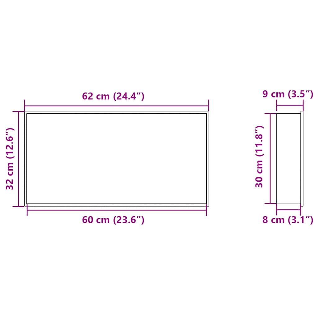 vidaXL Shower Niche Matt White 62x32x9 cm Stainless Steel