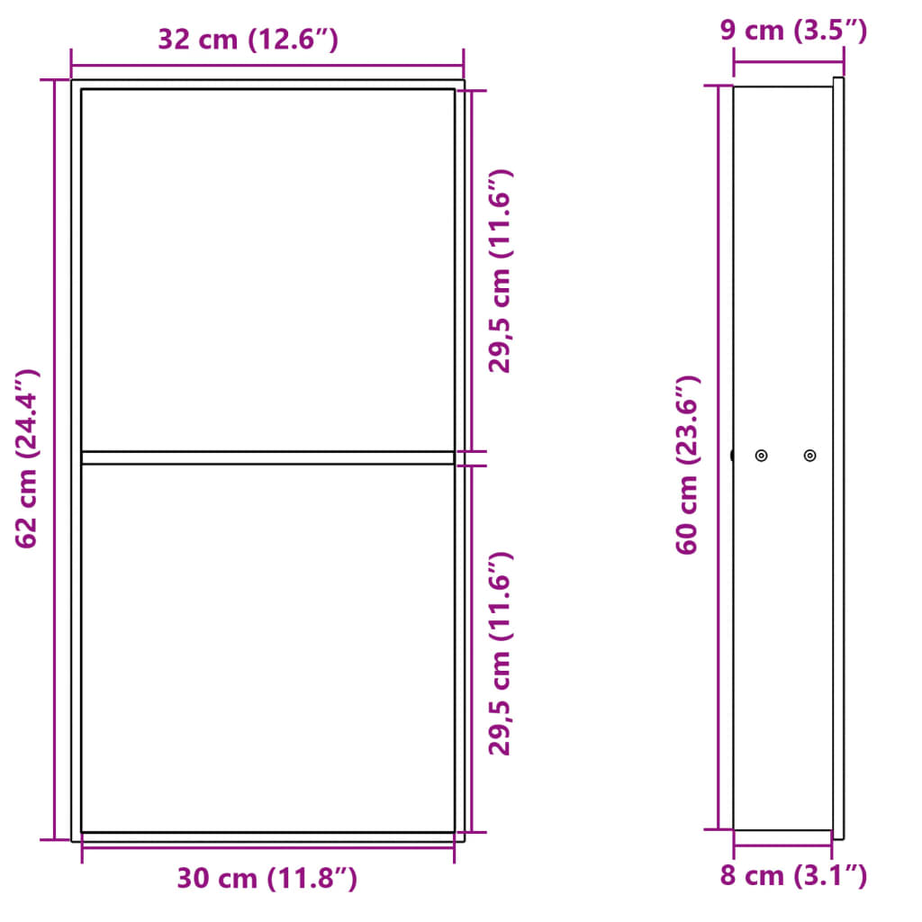 vidaXL Shower Niche Brushed Silver 32x62x9 cm Stainless Steel