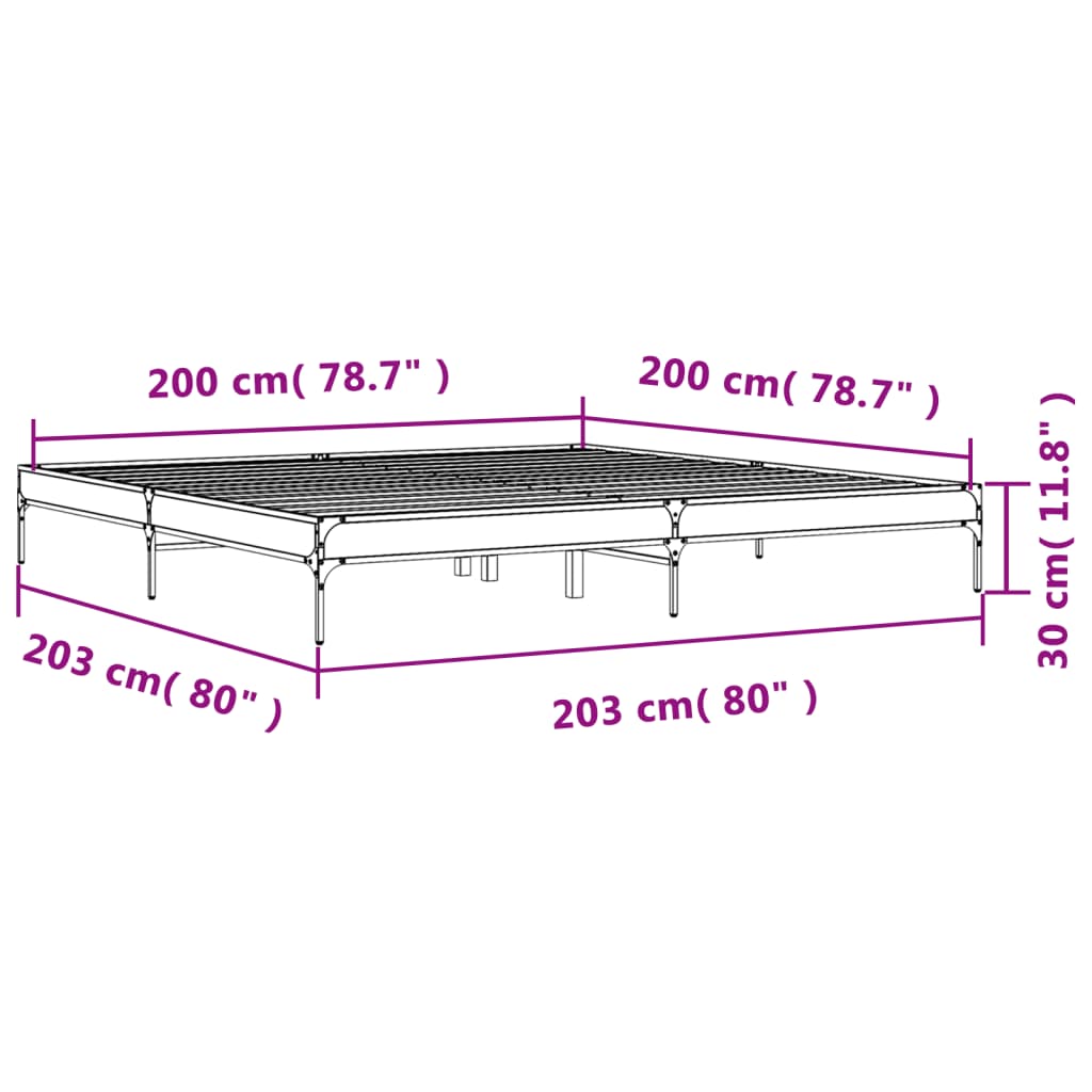 vidaXL Bed Frame without Mattress Smoked Oak 200x200 cm