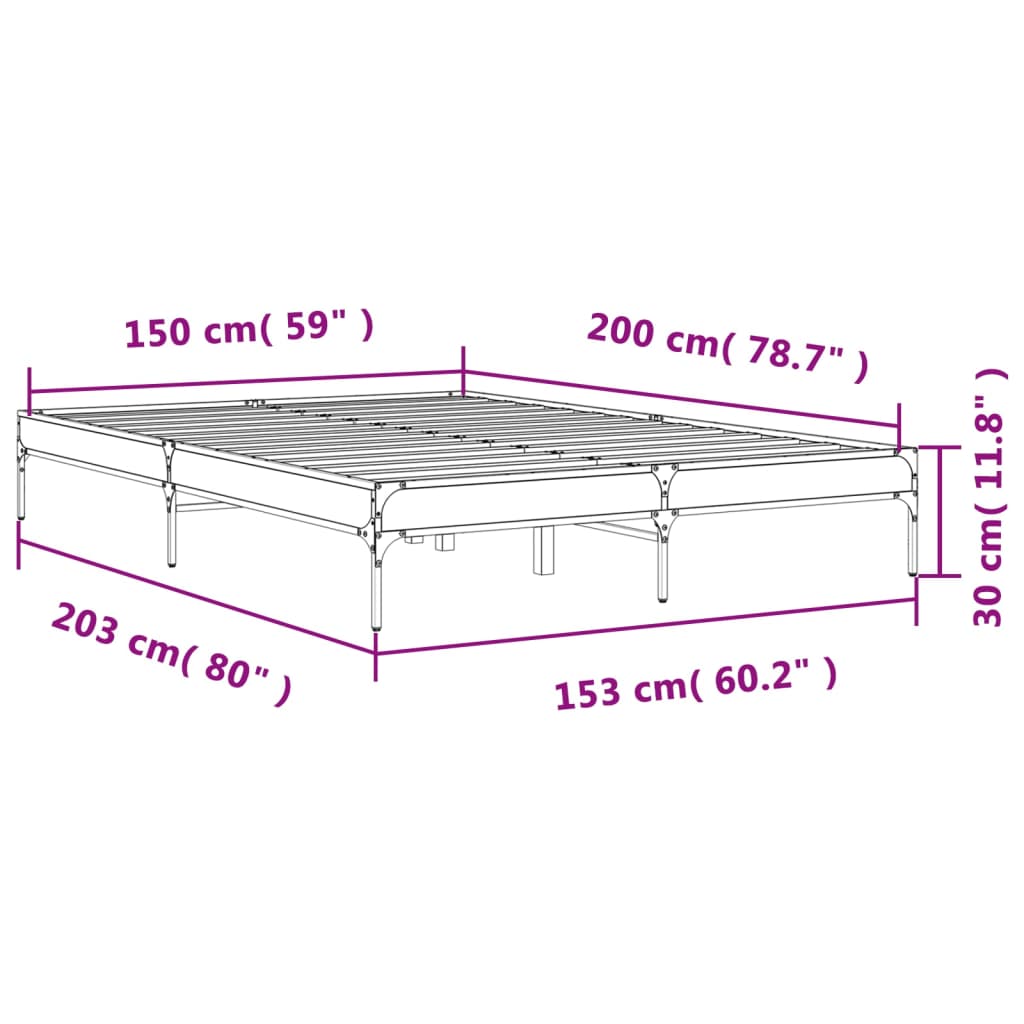 vidaXL Bed Frame without Mattress Sonoma Oak 150x200 cm